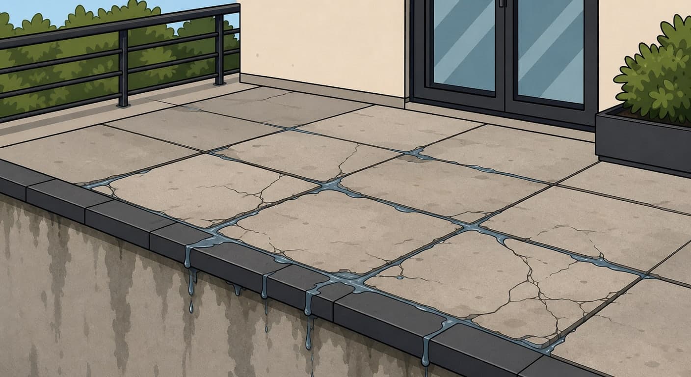 Wasser unter dem Terrassenbelag richtet unsichtbare Schäden an